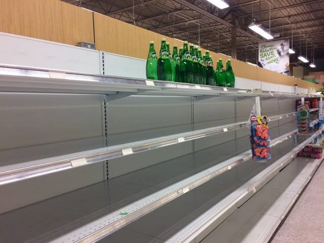 Apparently Floridians don't like Perrier when it comes to hurricane supplies.